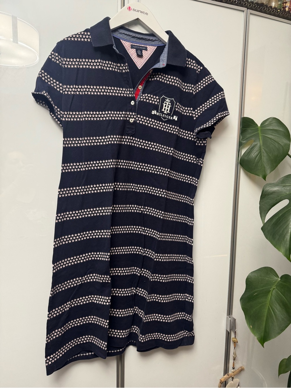 Tommy Hilfiger Navy and White Striped Polo Dress Size XL